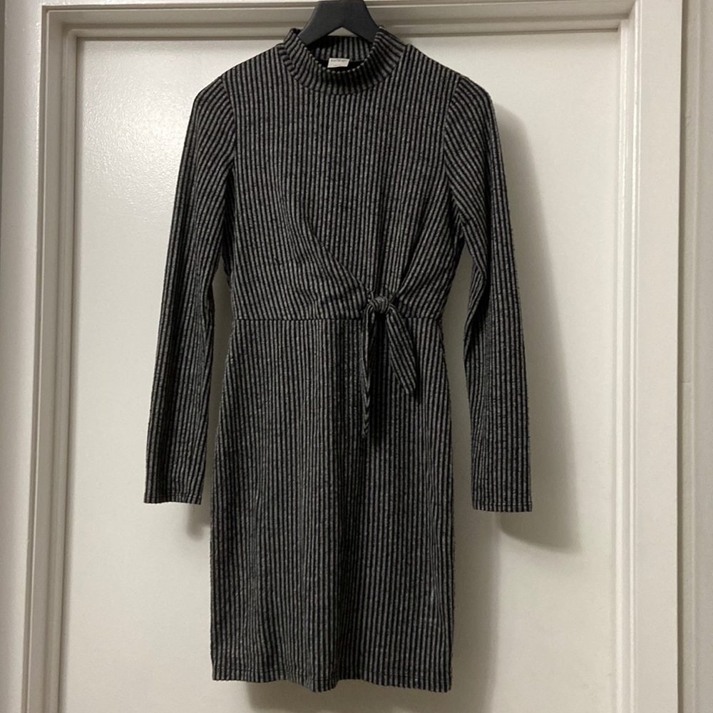 Striped turtleneck sweater dress